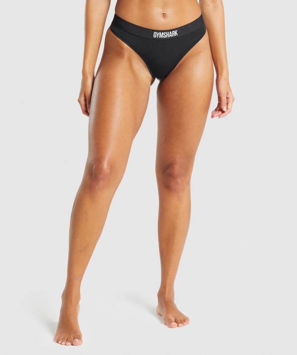 Damske Spodne Pradlo Gymshark Cotton Thong Čierne | SJ3519746